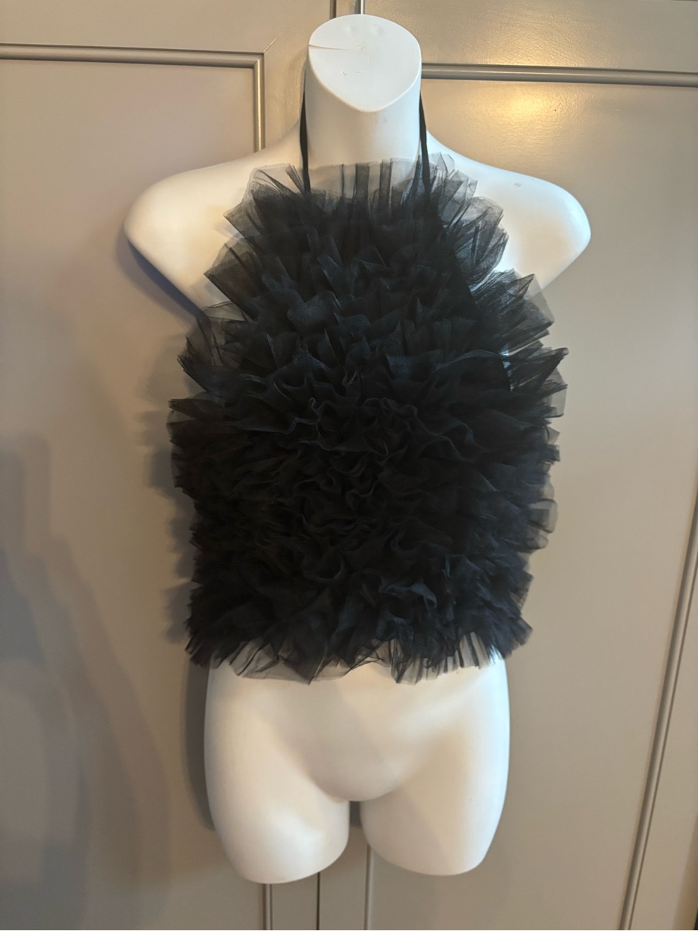 NWT ZARA Bloggers Favorite TULLE HALTER TOP XS
